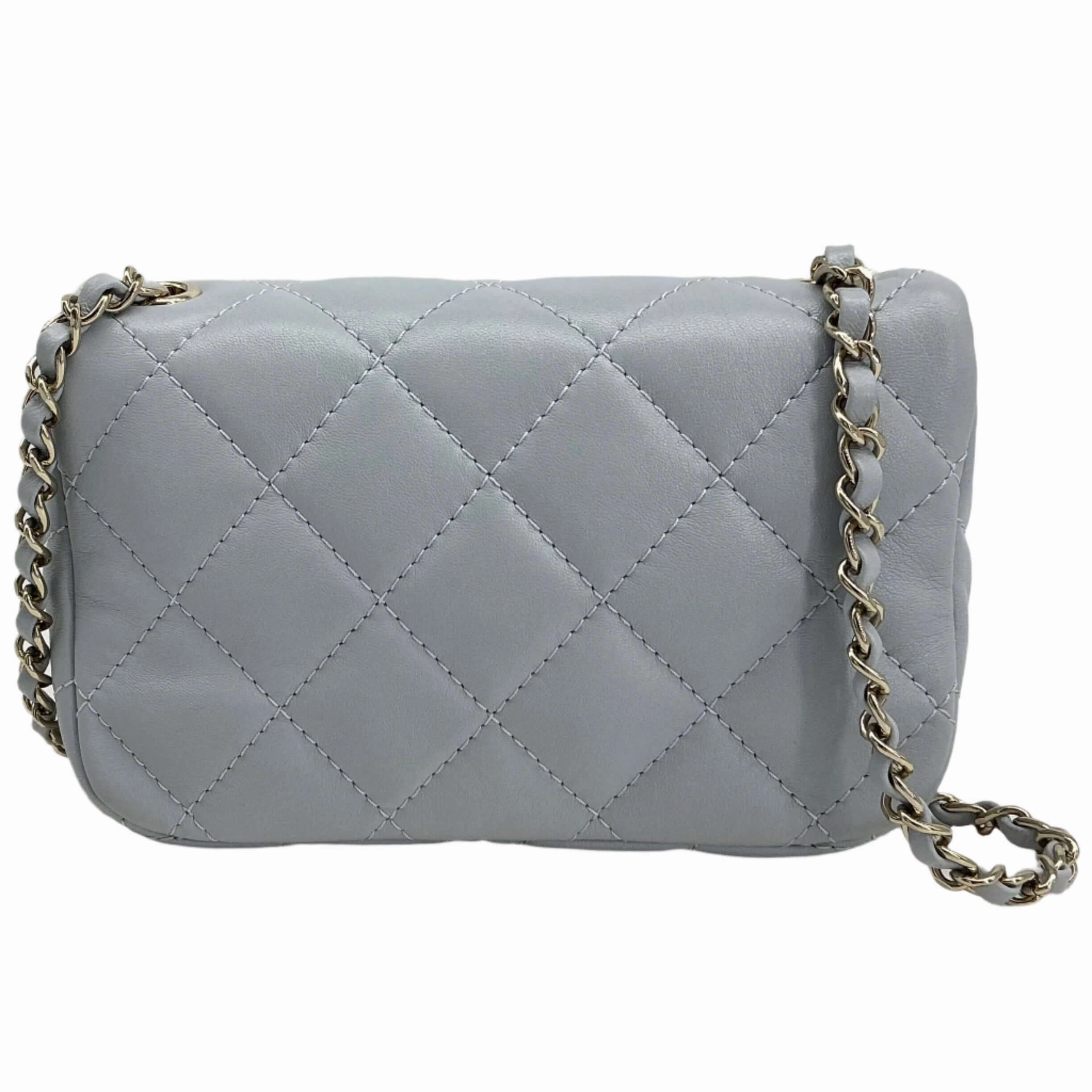 Chanel Mini Chain Around Flap Bag  Quilted Calfskin Leather with Crossbody Strap
