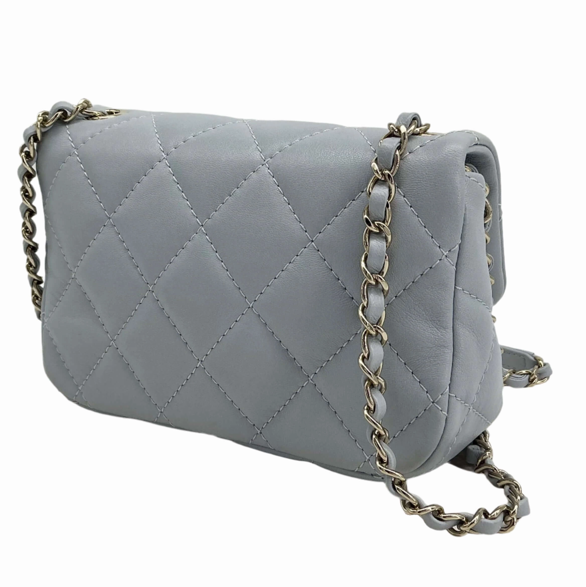 Chanel Mini Chain Around Flap Bag  Quilted Calfskin Leather with Crossbody Strap