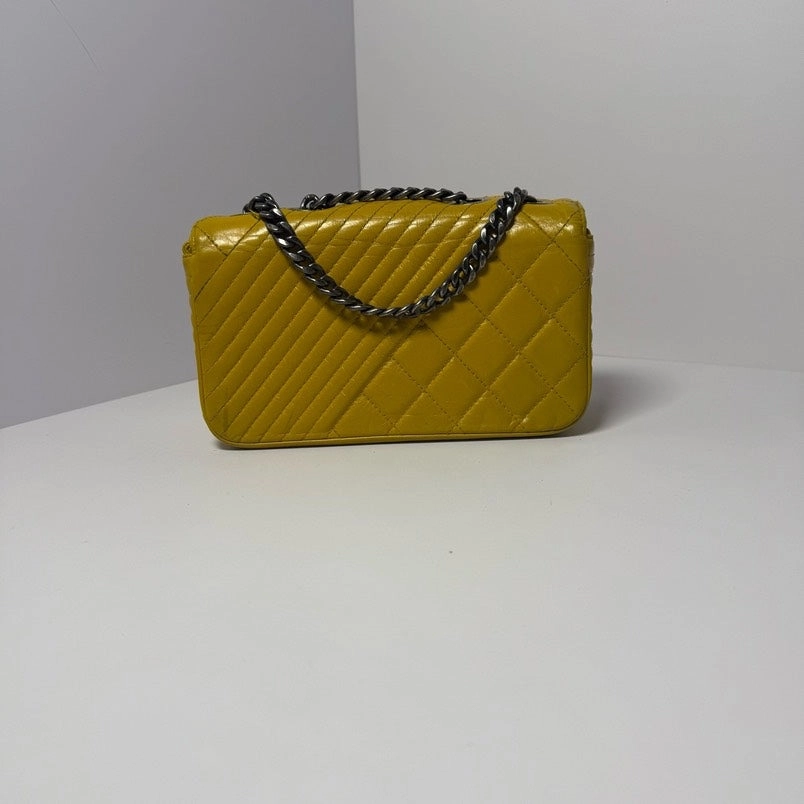 Chanel Mini Flap Bag Yellow Quilted Leather Shoulder Bag