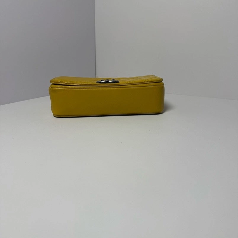 Chanel Mini Flap Bag Yellow Quilted Leather Shoulder Bag