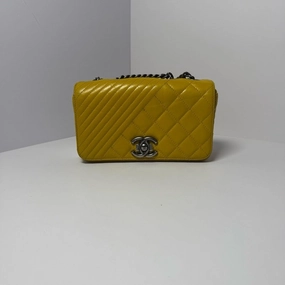 Chanel Mini Flap Bag Yellow Quilted Leather Shoulder Bag