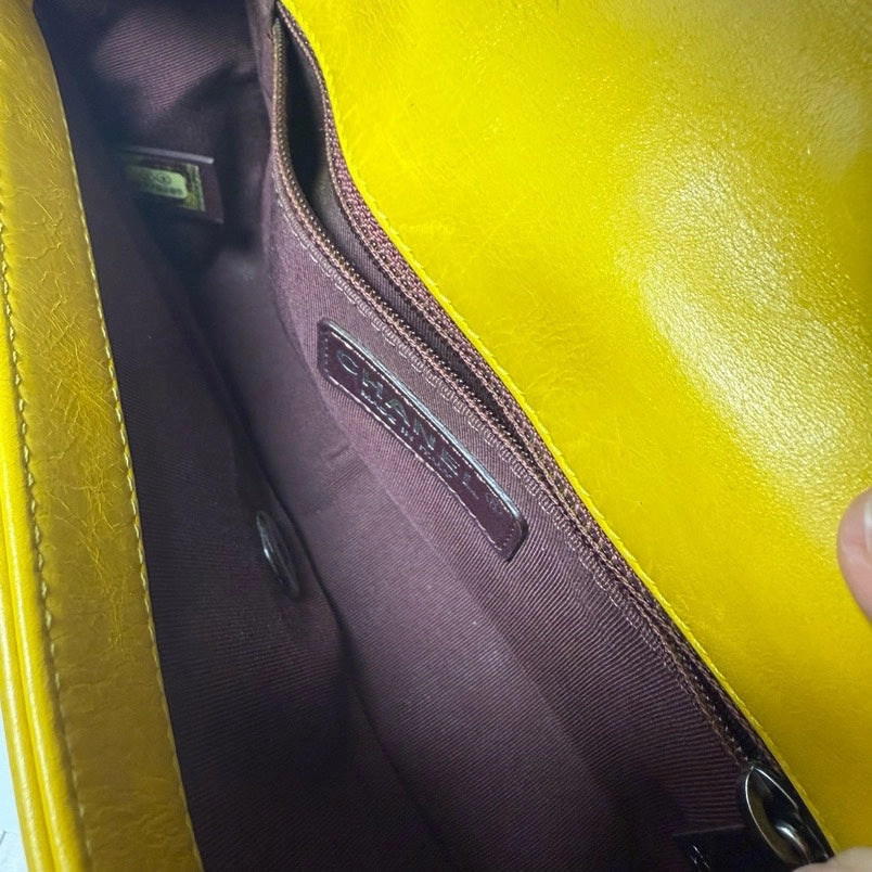 Chanel Mini Flap Bag Yellow Quilted Leather Shoulder Bag
