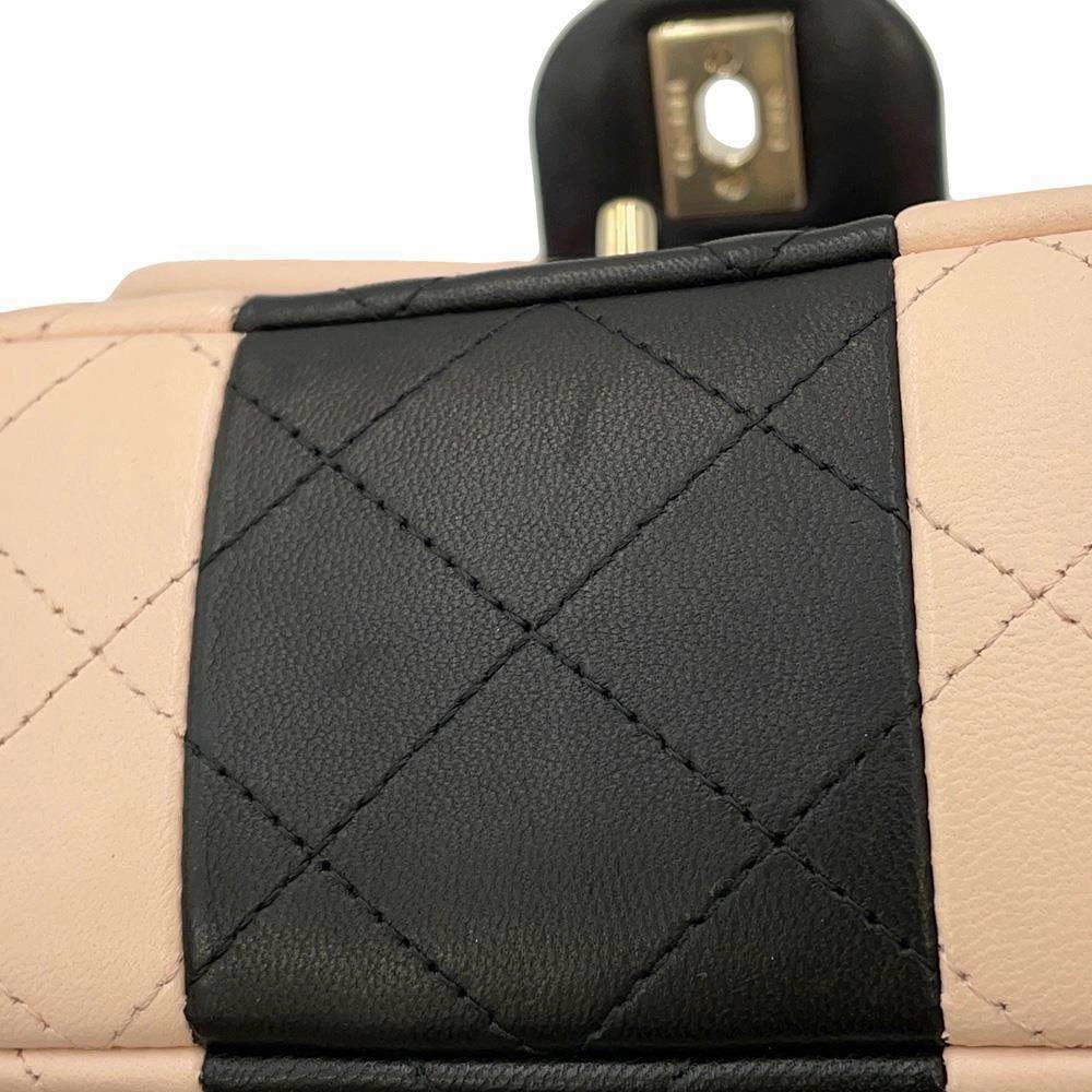 CHANEL Mini Matelasse Chain Shoulder Bag Pink/BlackA69900 Lambskin Size 20