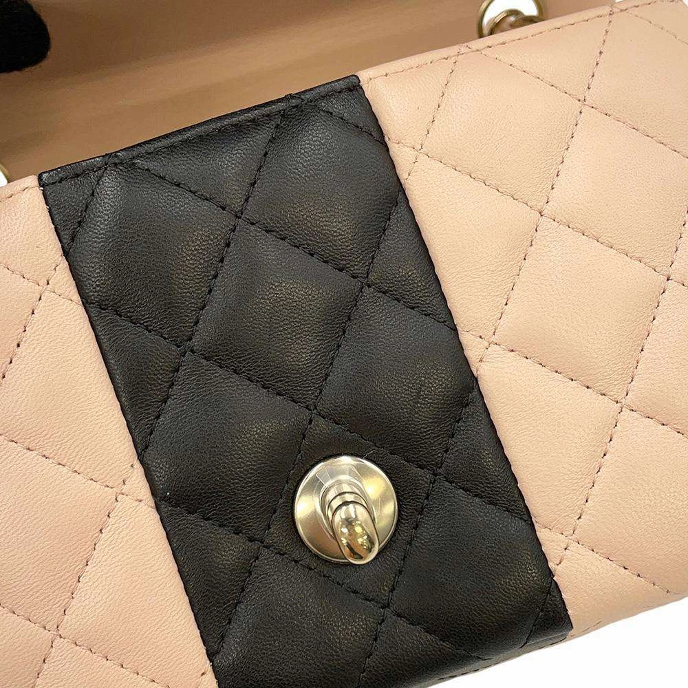 CHANEL Mini Matelasse Chain Shoulder Bag Pink/BlackA69900 Lambskin Size 20