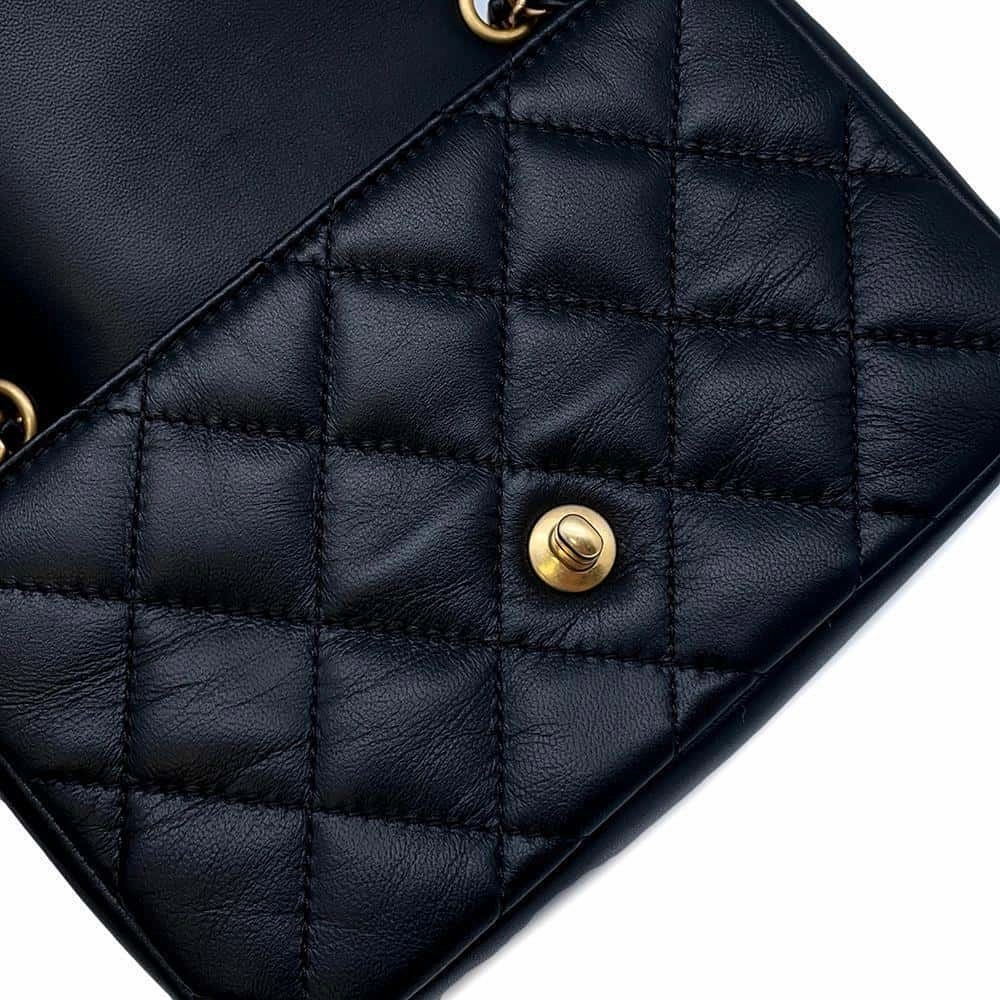 CHANEL Mini Matelasse Heart Bag CharmChainShoulder BlackAS3456 Lambskin