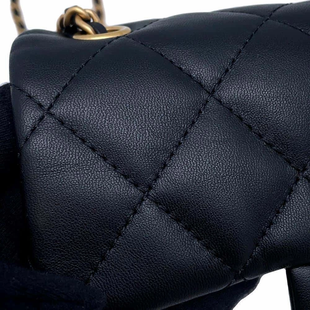 CHANEL Mini Matelasse Heart Bag CharmChainShoulder BlackAS3456 Lambskin