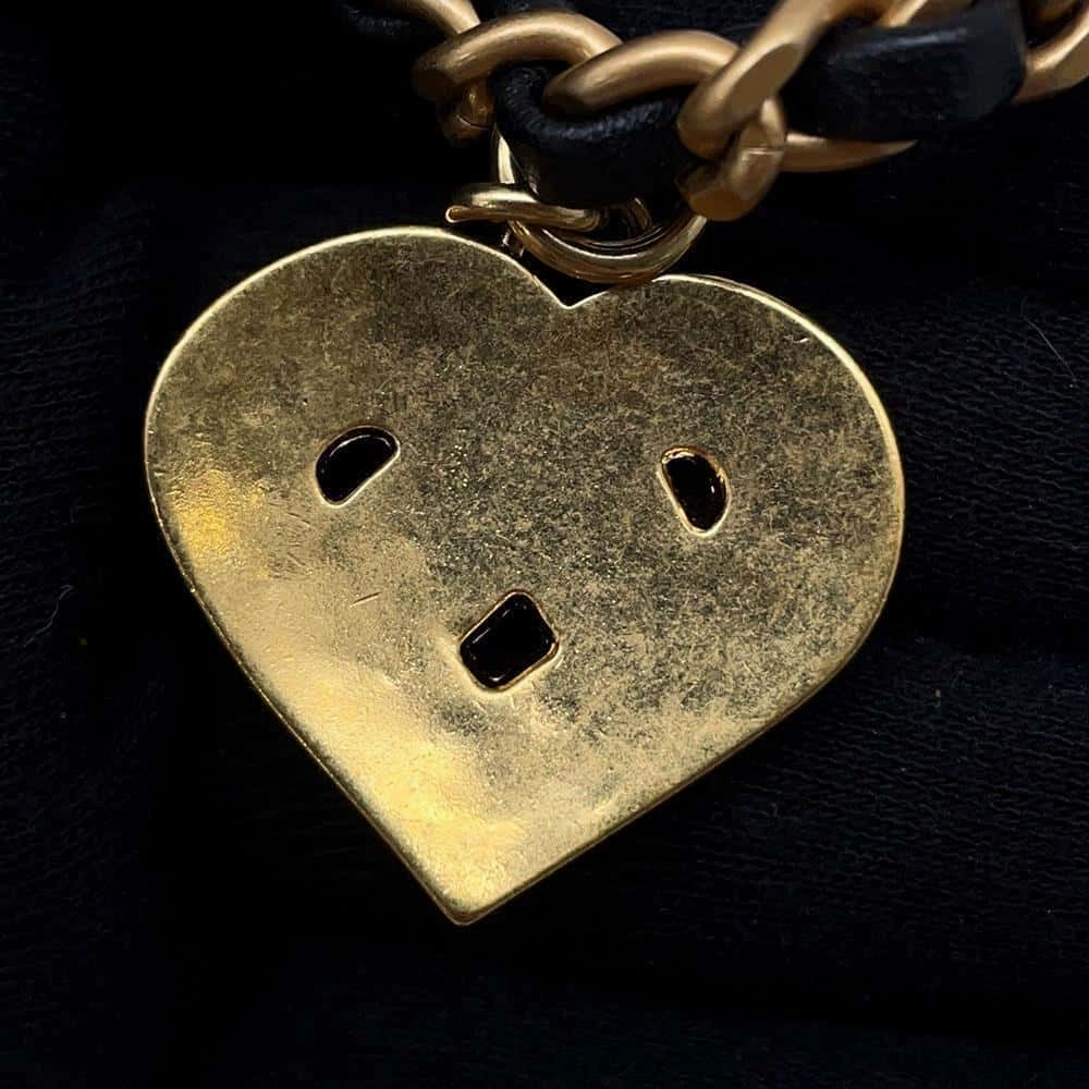 CHANEL Mini Matelasse Heart Bag CharmChainShoulder BlackAS3456 Lambskin