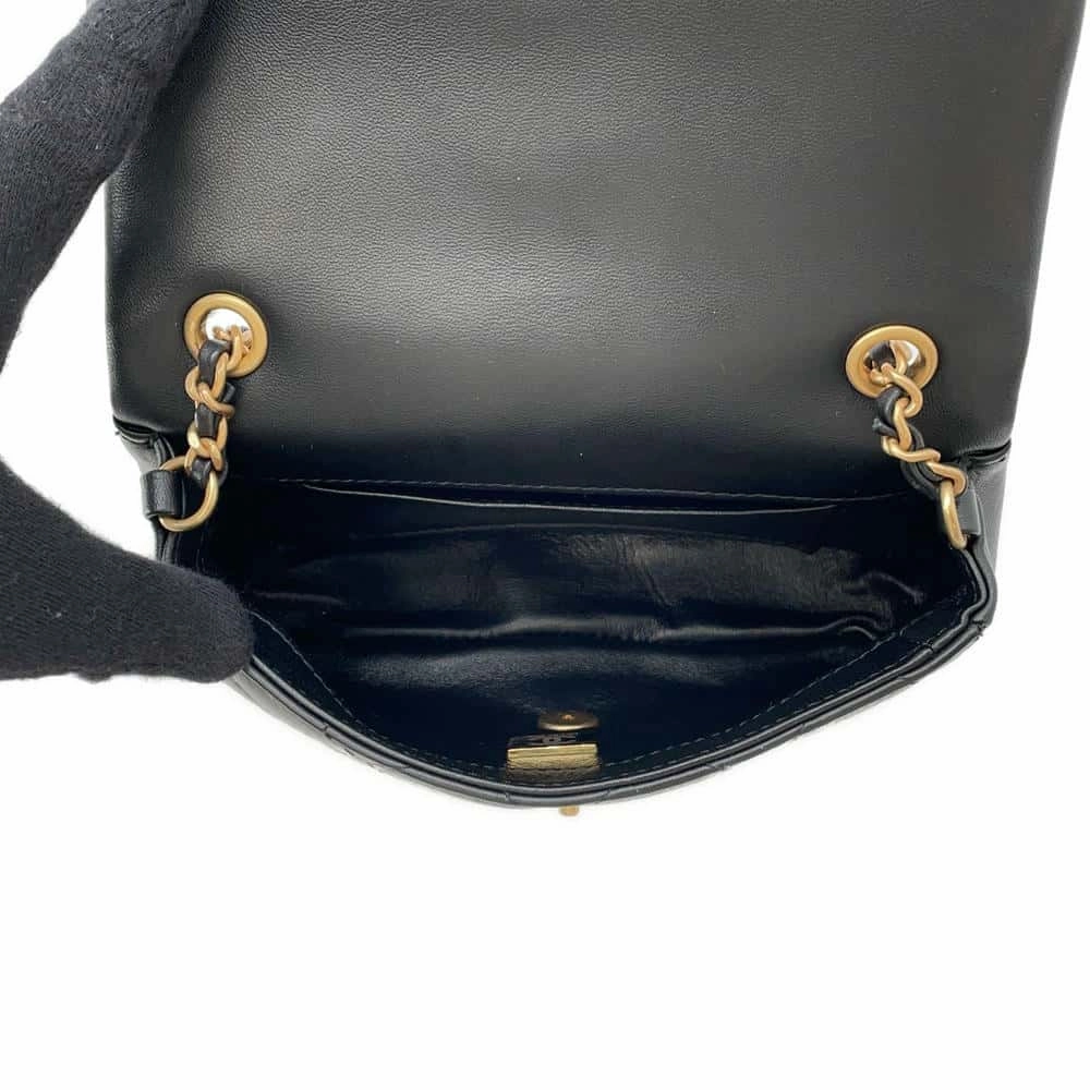 CHANEL Mini Matelasse Heart Bag CharmChainShoulder BlackAS3456 Lambskin