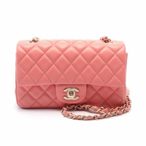 Chanel Mini Matelasse Pink Leather Chain Shoulder Bag Gold Hardware