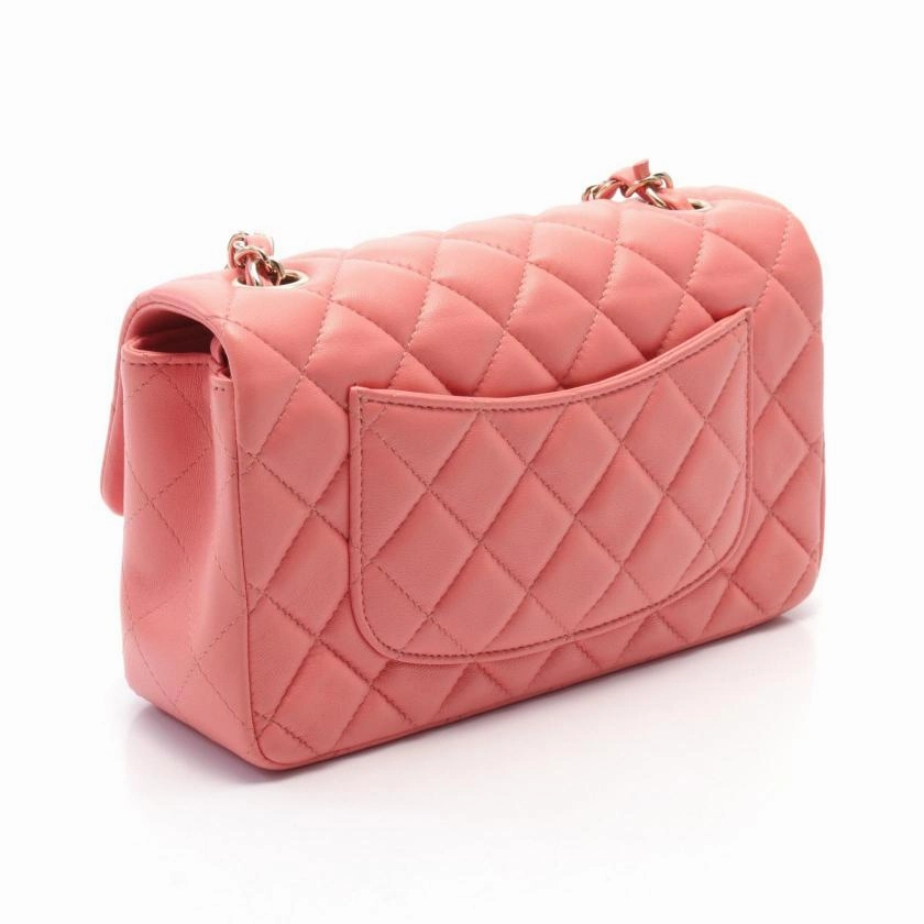 Chanel Mini Matelasse Pink Leather Chain Shoulder Bag Gold Hardware