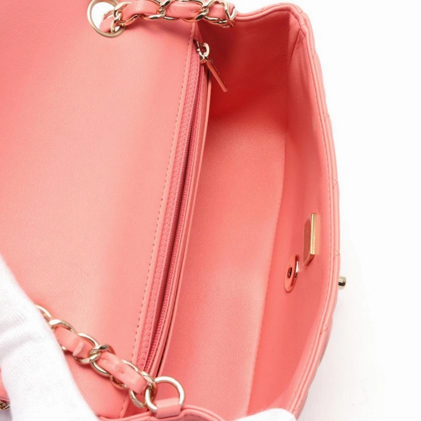 Chanel Mini Matelasse Pink Leather Chain Shoulder Bag Gold Hardware