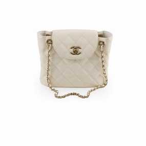 Chanel Mini Patent Shoulder Bag White