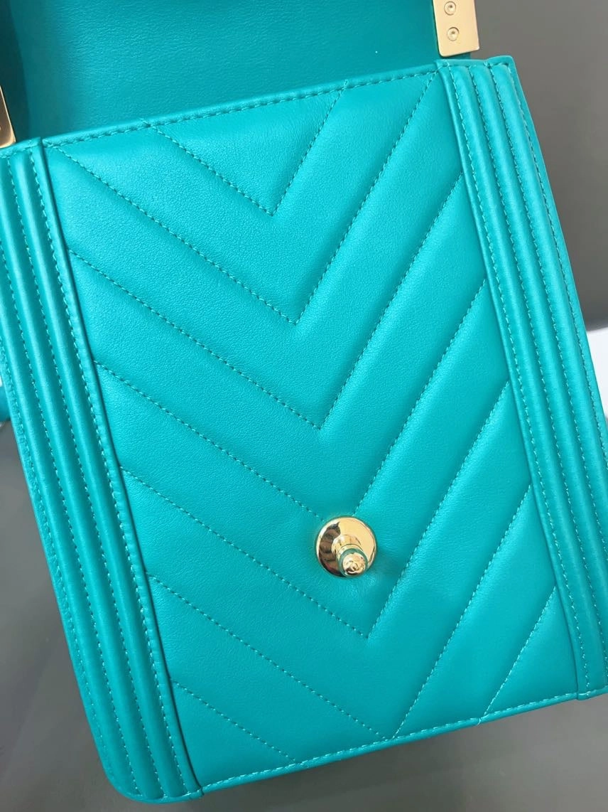 Chanel North South Leboy Green Crossbody Bag with Card