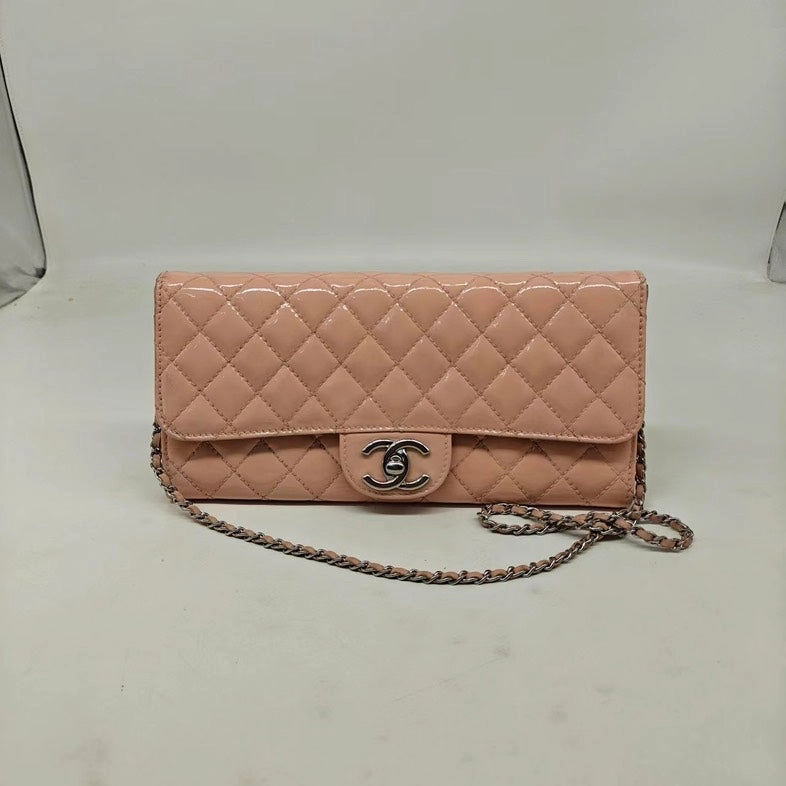 Chanel Nude Pink Patent Crossbody/Clutch Bag