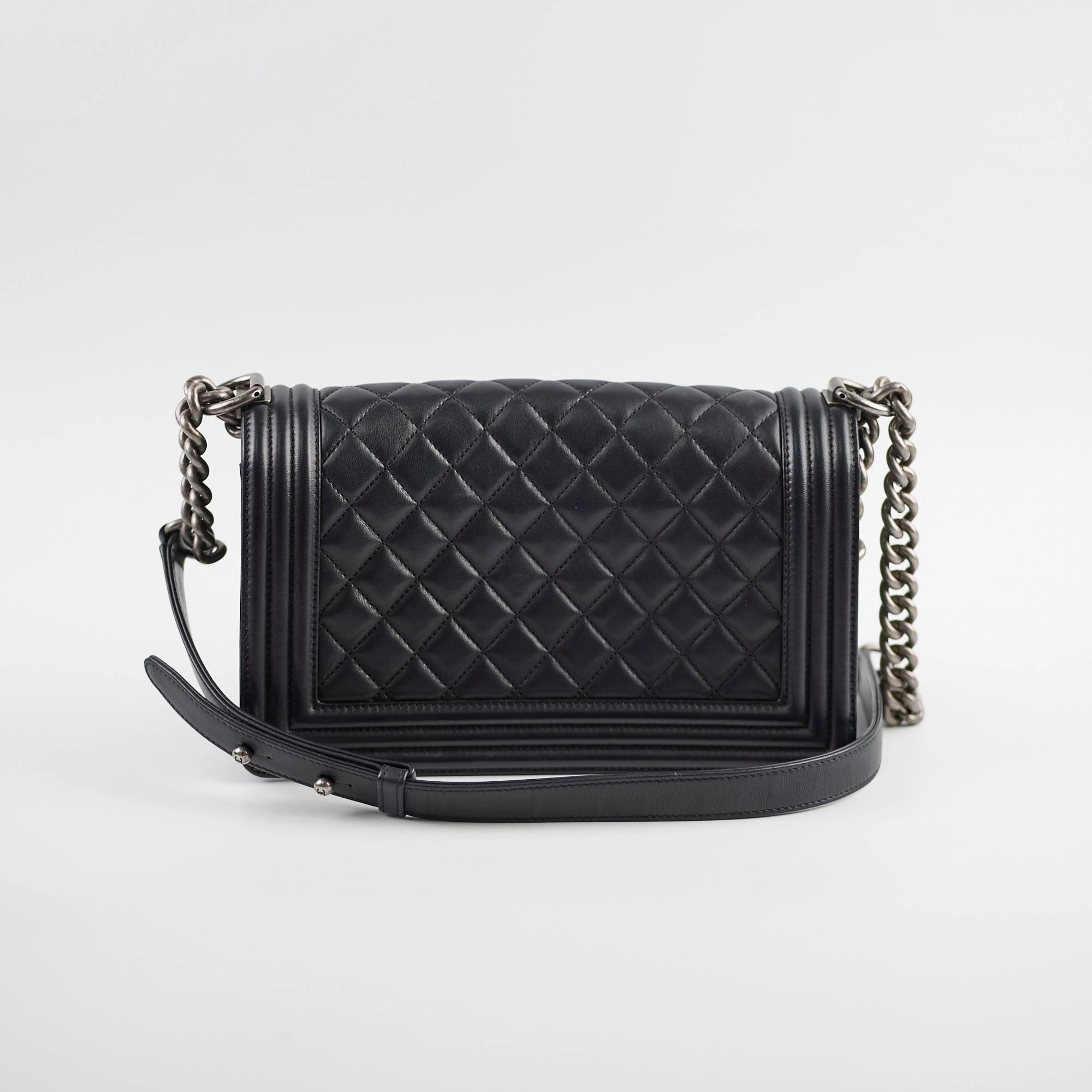 Chanel Old Medium Boy Black Lambskin - Series 23