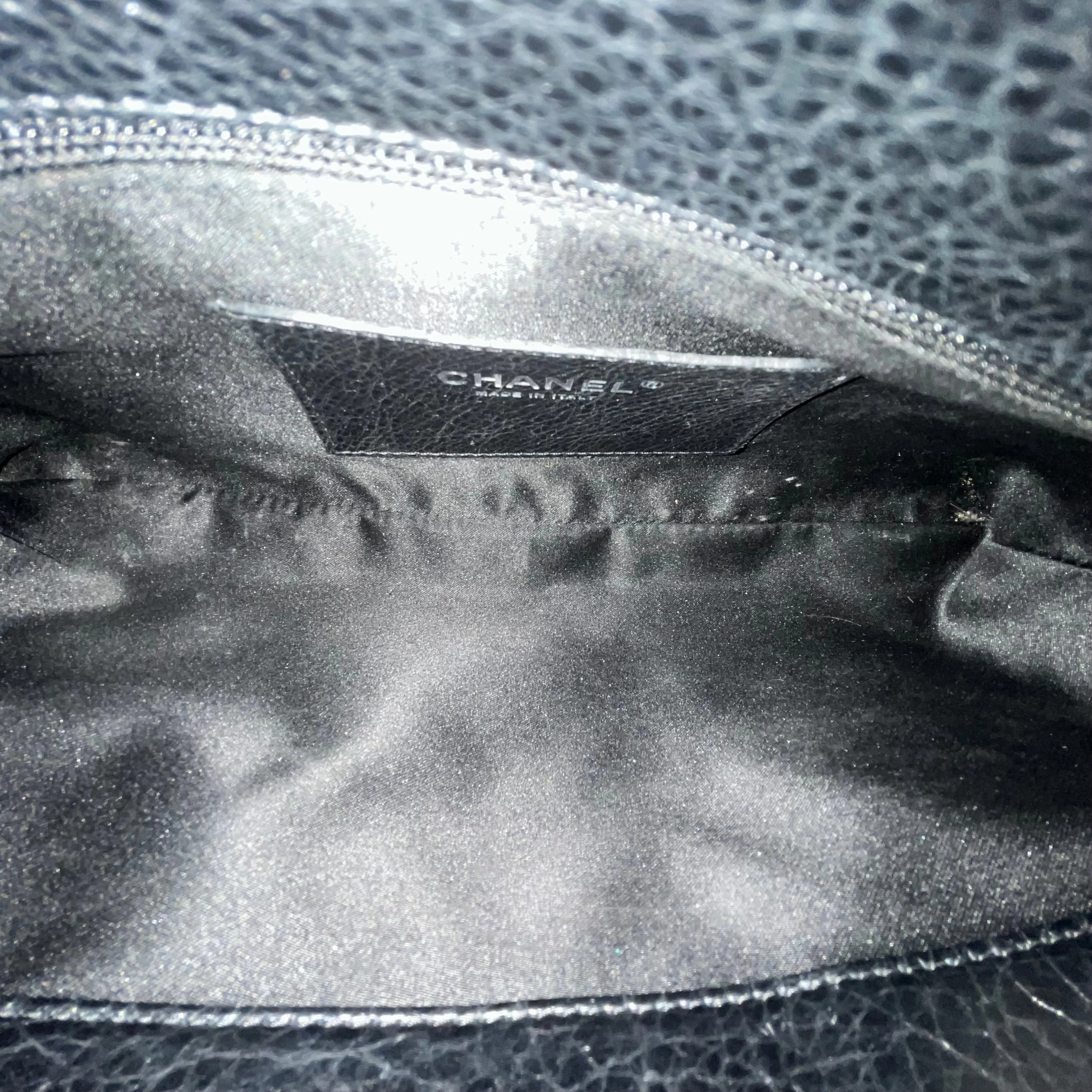 CHANEL On The Road Small Black Quilted Glazed Leather Tote