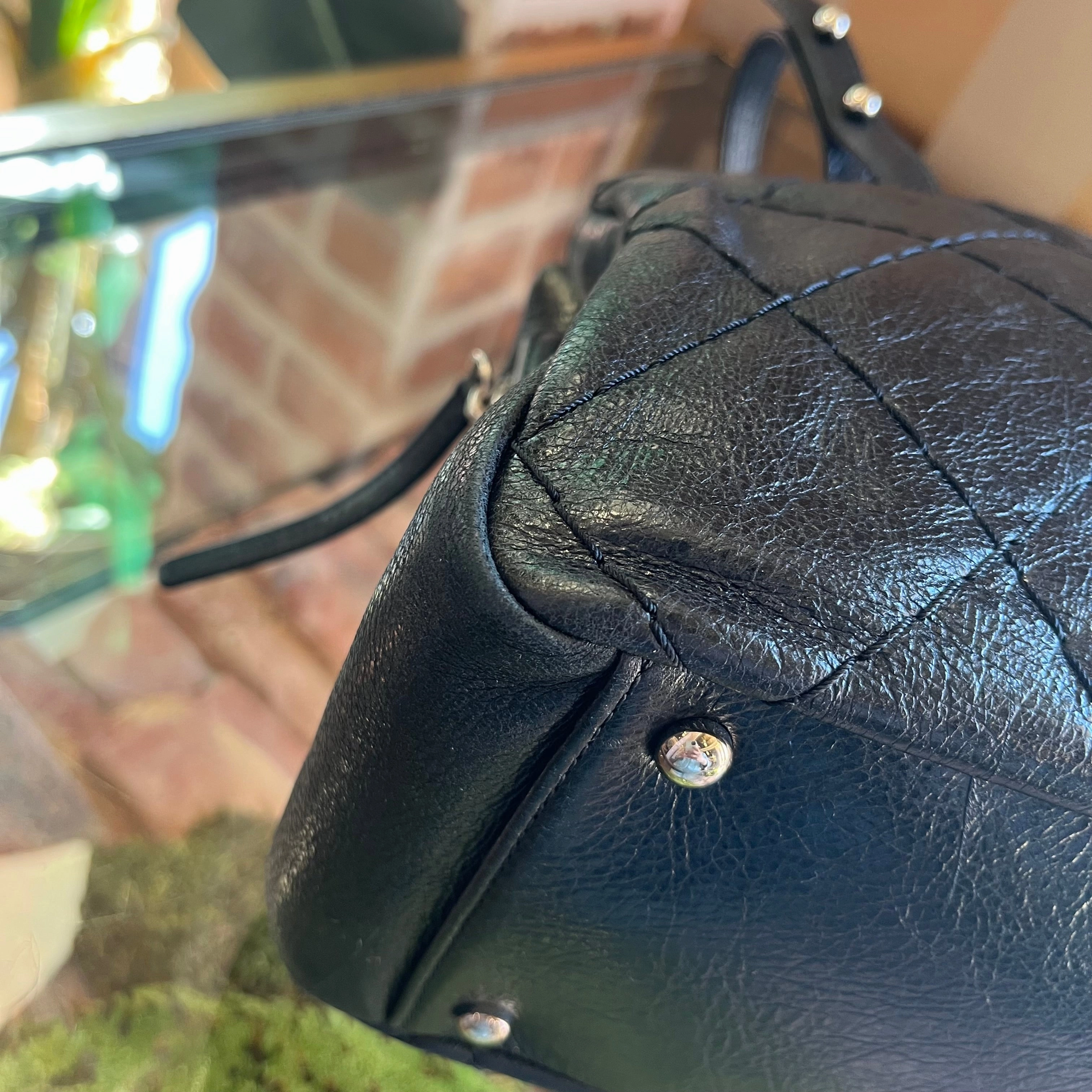 CHANEL On The Road Small Black Quilted Glazed Leather Tote