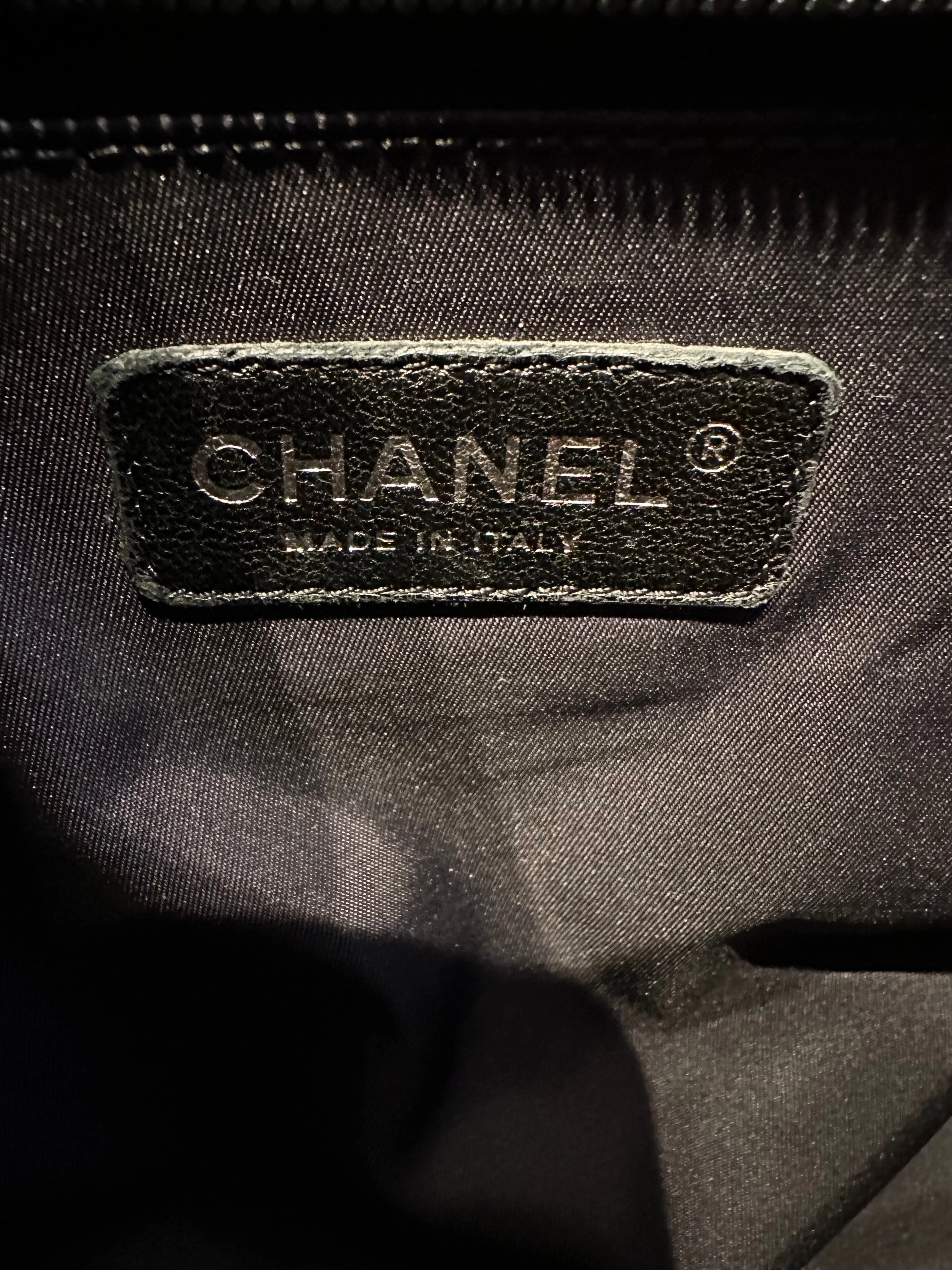 CHANEL Paris Biarritz Black Nylon Canvas Large Tote