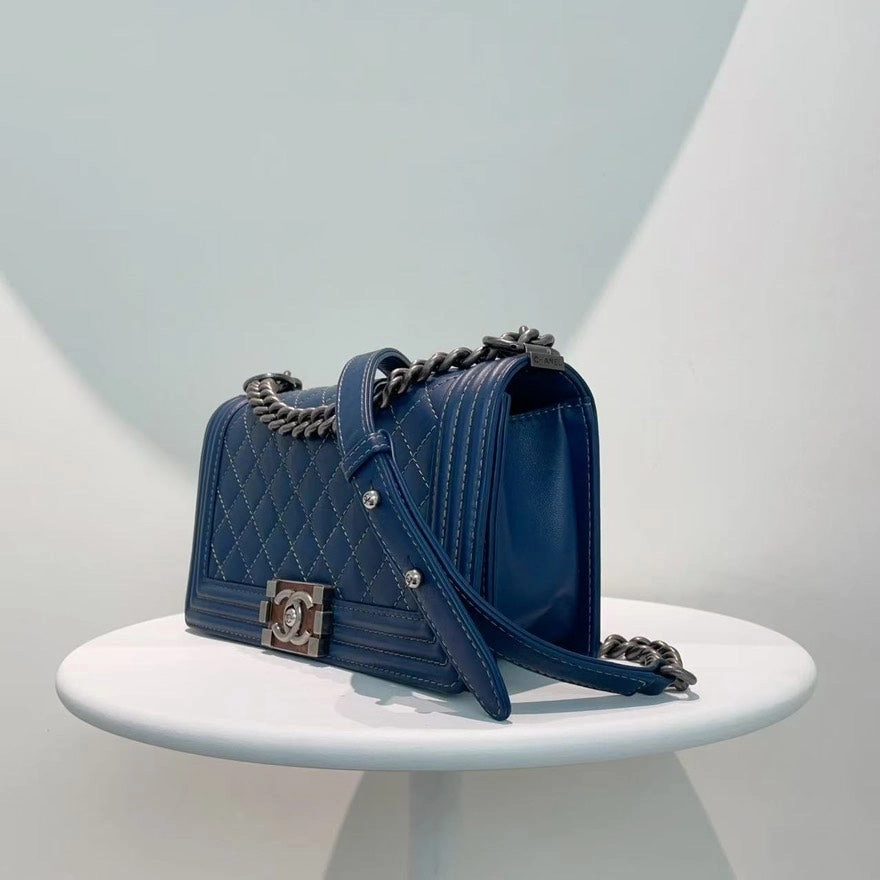 Chanel Preloved Leboy Bag Blue Shoulder Bag