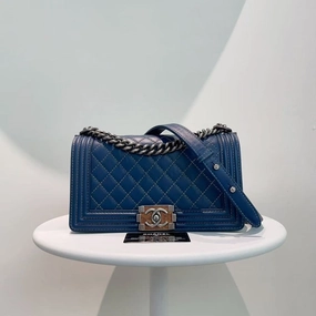 Chanel Preloved Leboy Bag Blue Shoulder Bag