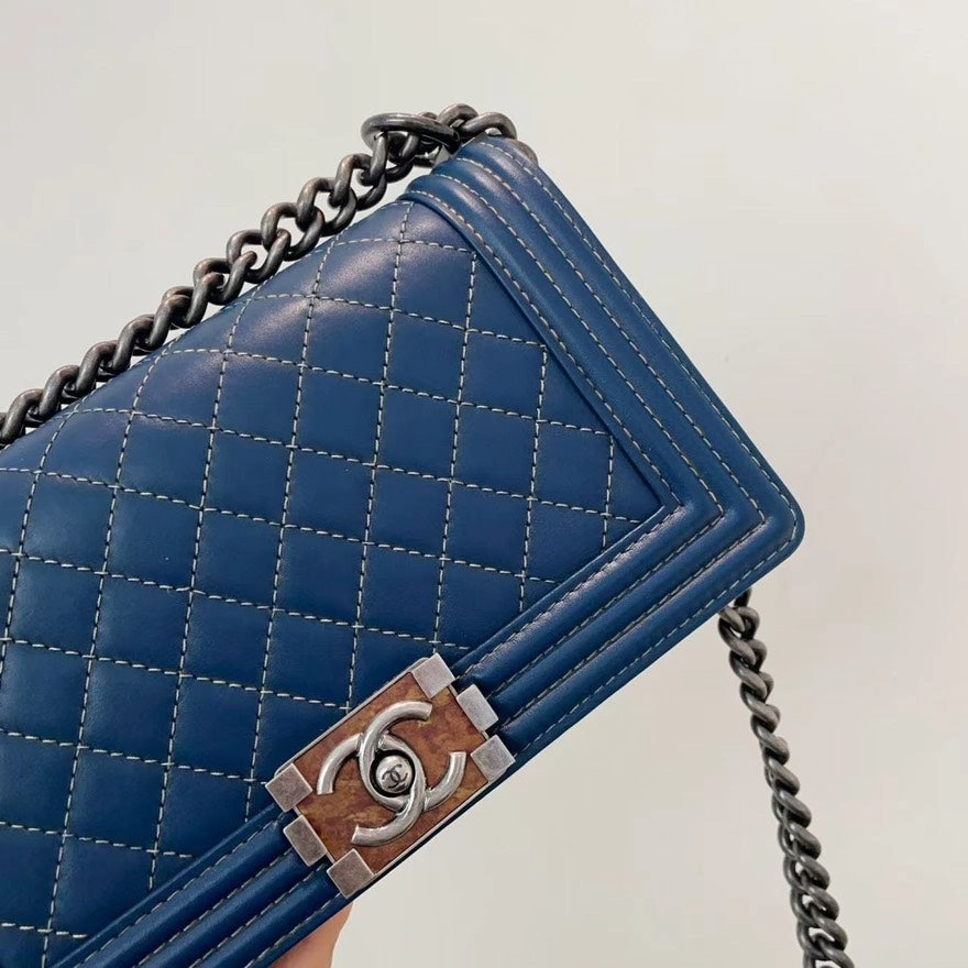 Chanel Preloved Leboy Bag Blue Shoulder Bag