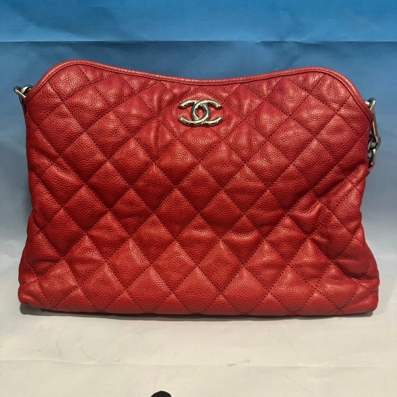 Chanel Preloved Quilted Red Leather Shoulder Bag