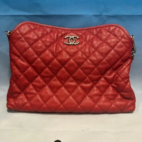 Chanel Preloved Quilted Red Leather Shoulder Bag