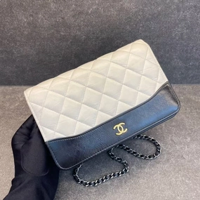 Chanel Preloved WOC Bag Black & White Crossbody