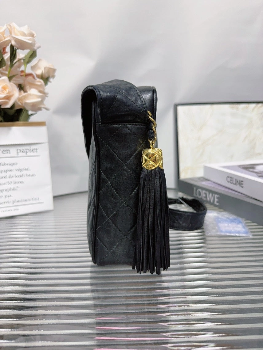 Chanel Quilted Black Leather Crossbody Bag