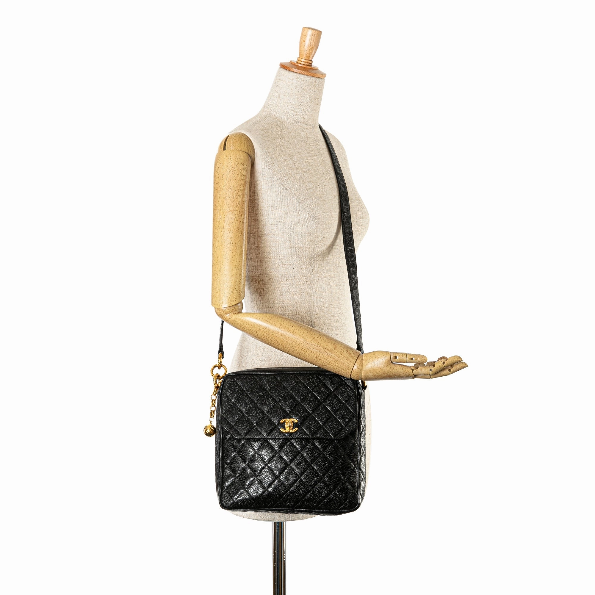 Chanel Quilted Caviar Ball Charm Pocket Crossbody (20834)