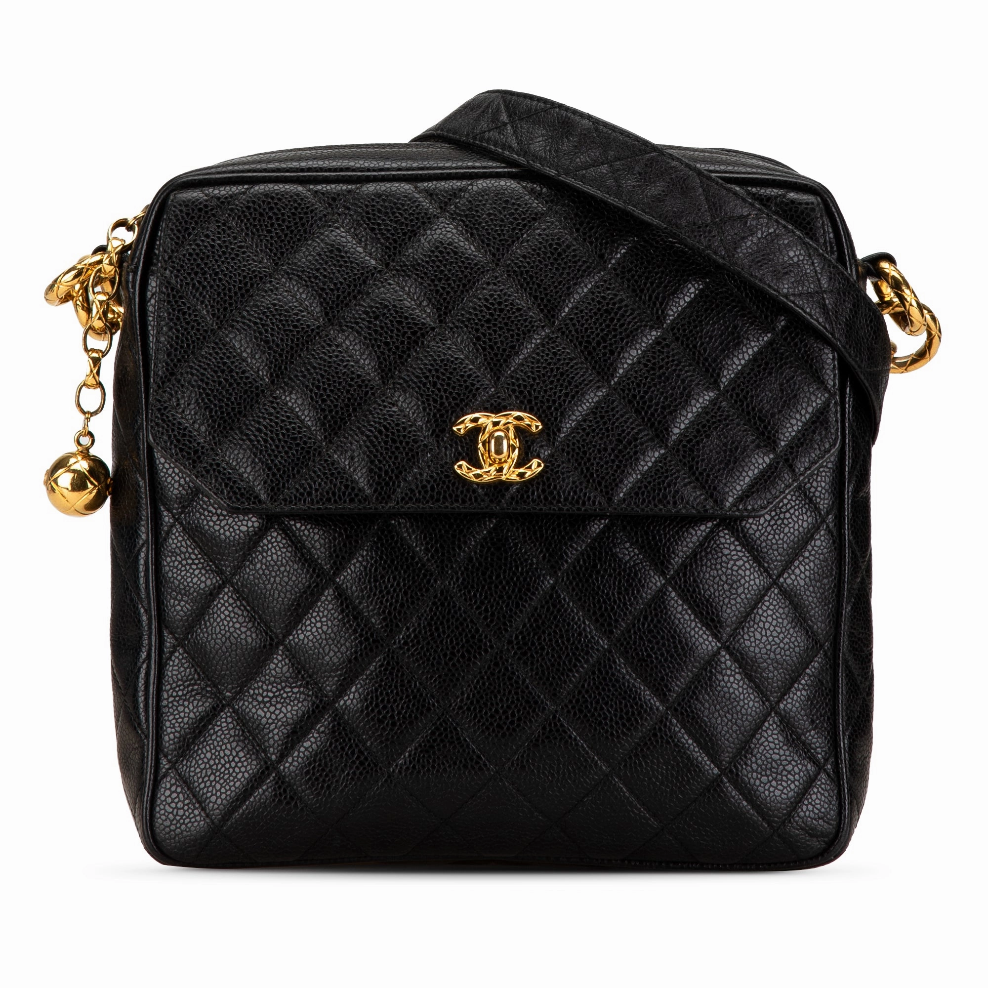 Chanel Quilted Caviar Ball Charm Pocket Crossbody (20834)
