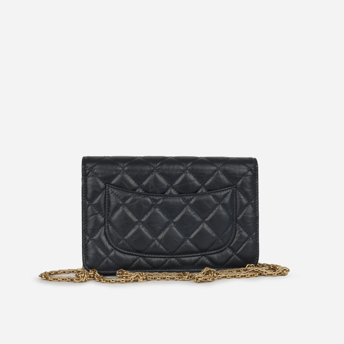 Chanel Re-issue Wallet on Chain Navy Aged Calfskin GHW 2018