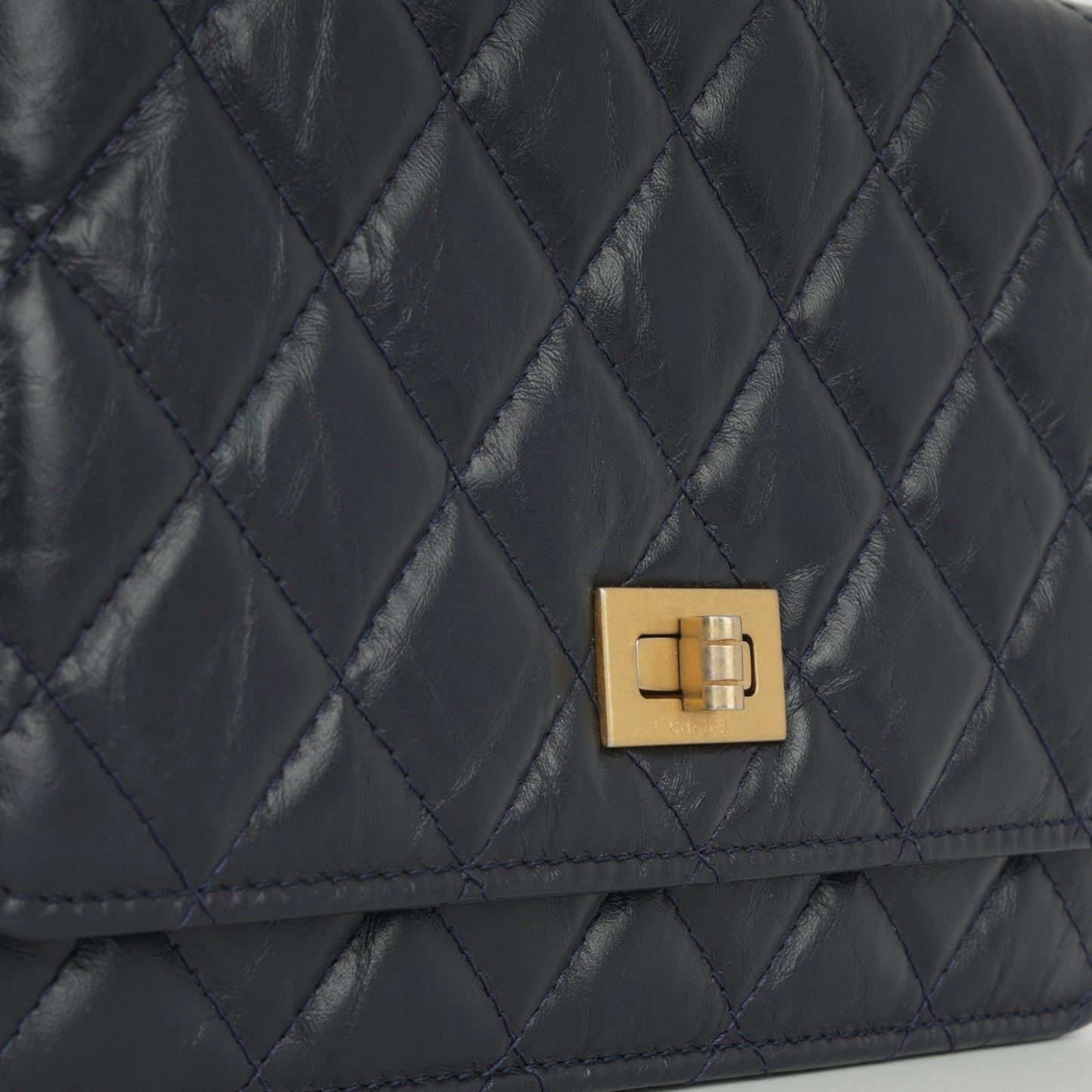 Chanel Re-issue Wallet on Chain Navy Aged Calfskin GHW 2018