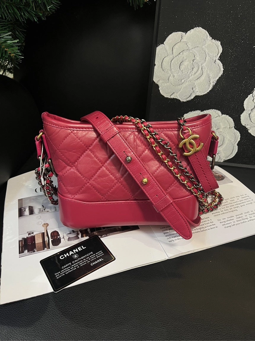 Chanel Rose Red Small Quilted Crossbody Bag
