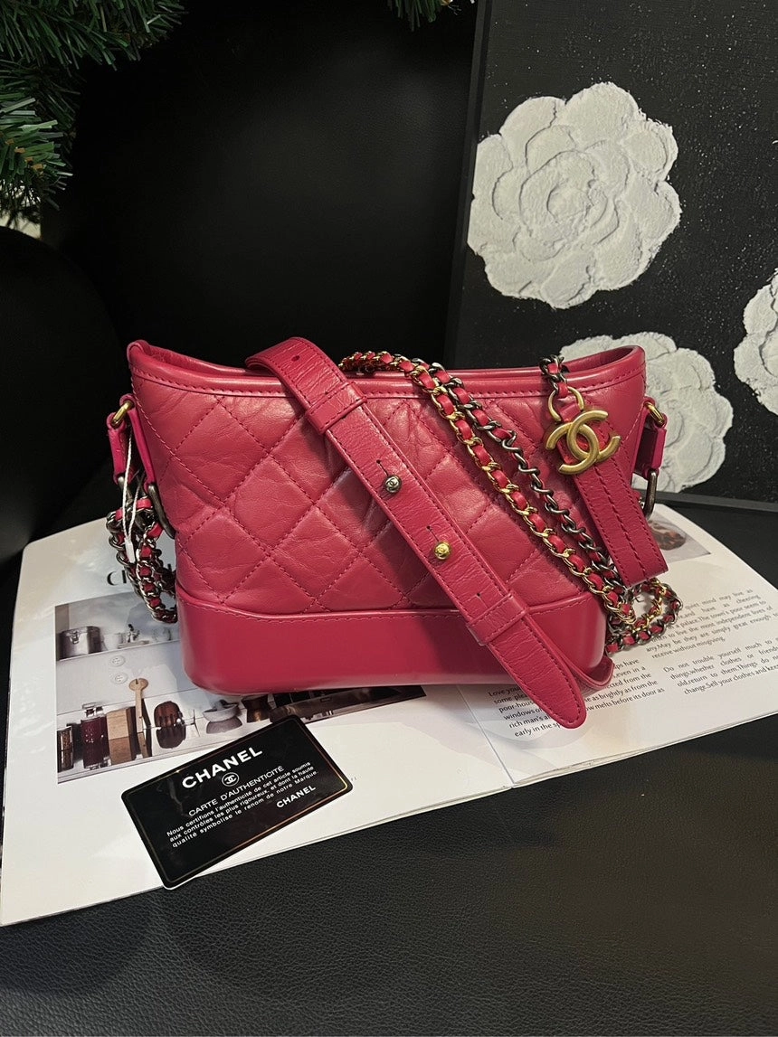 Chanel Rose Red Small Quilted Crossbody Bag