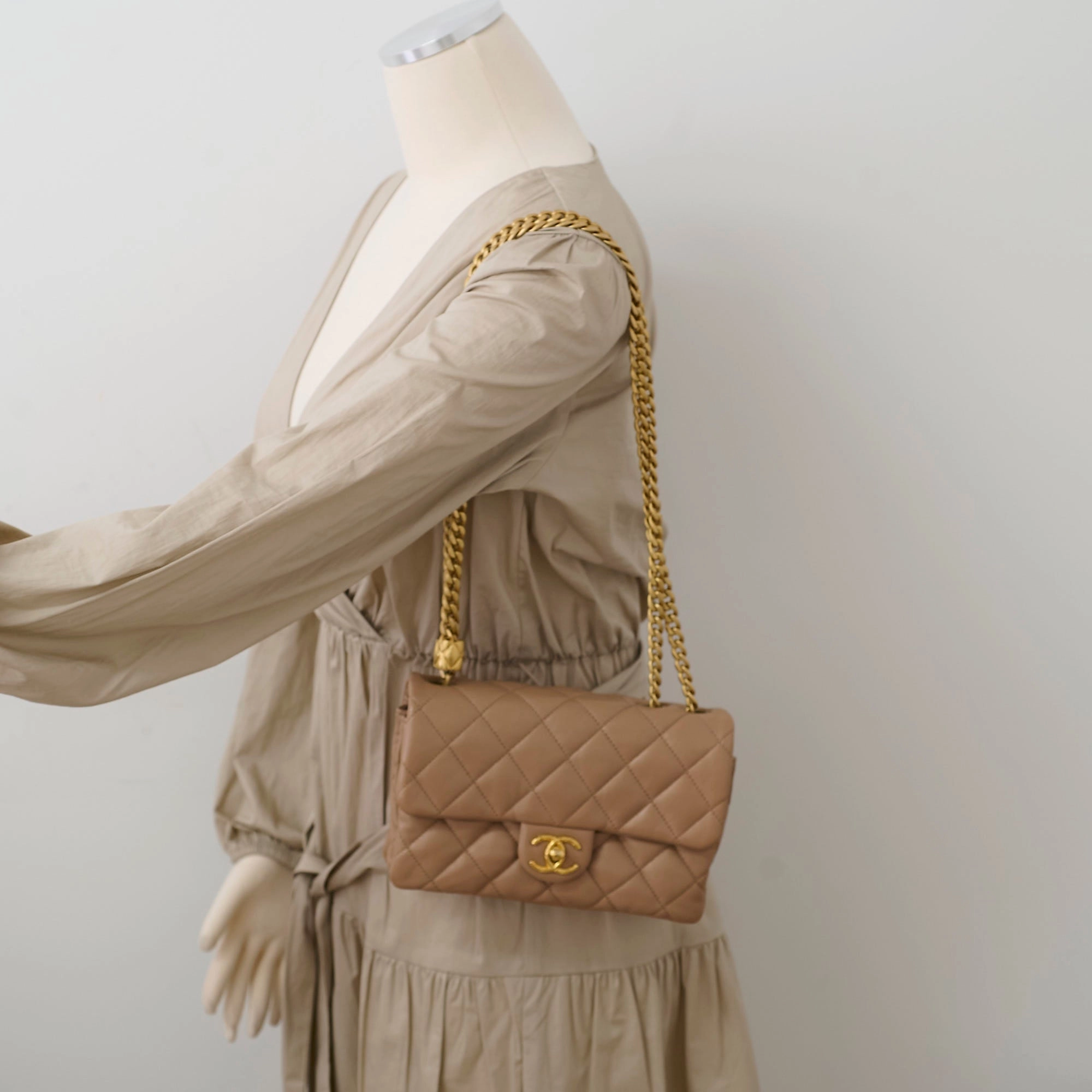 Chanel Seasonal Flap Dark Beige Microchip