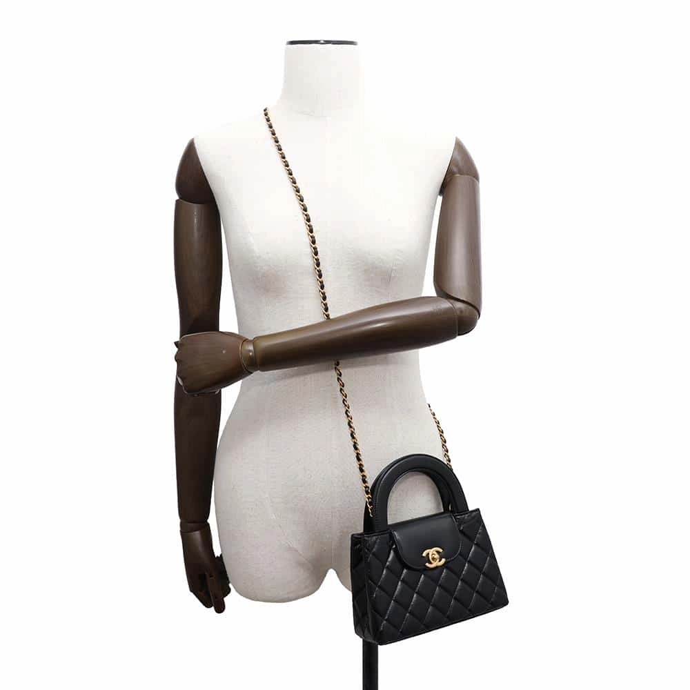 CHANEL Shopping Bag 2way Shoulder Bag BlackAS4416 Shiny Calf Leather Size Mini