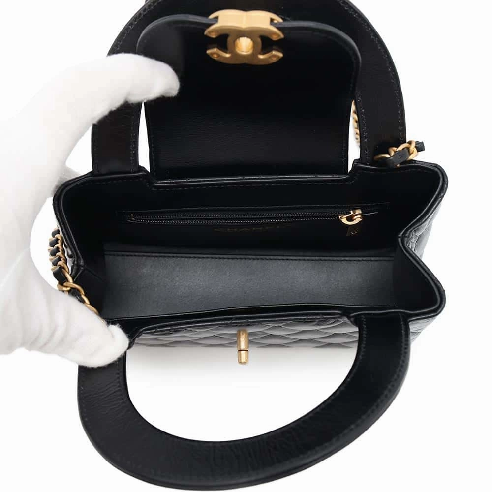 CHANEL Shopping Bag 2way Shoulder Bag BlackAS4416 Shiny Calf Leather Size Mini