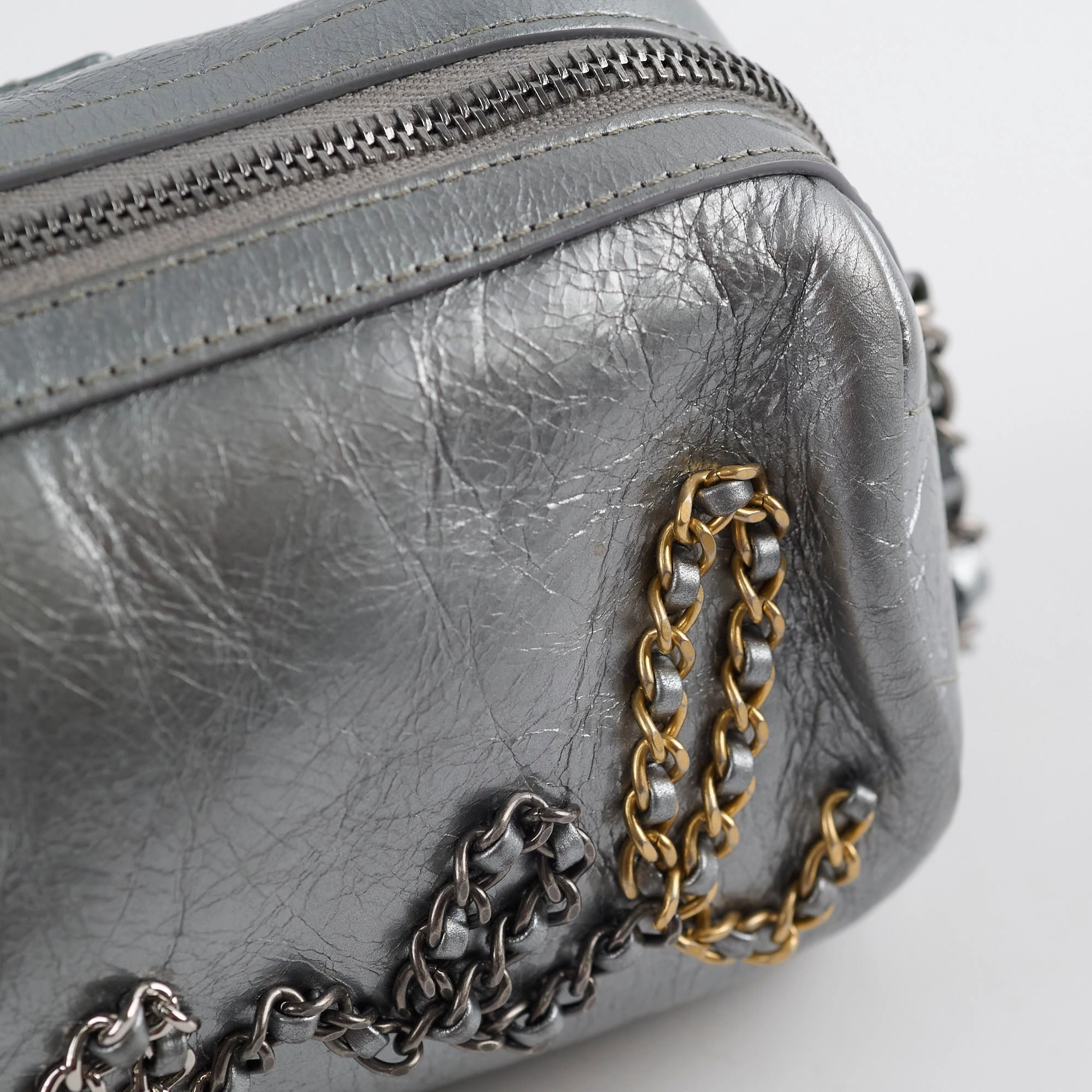 Chanel Signature Bowing Bag Crumpled Metallic Calfskin