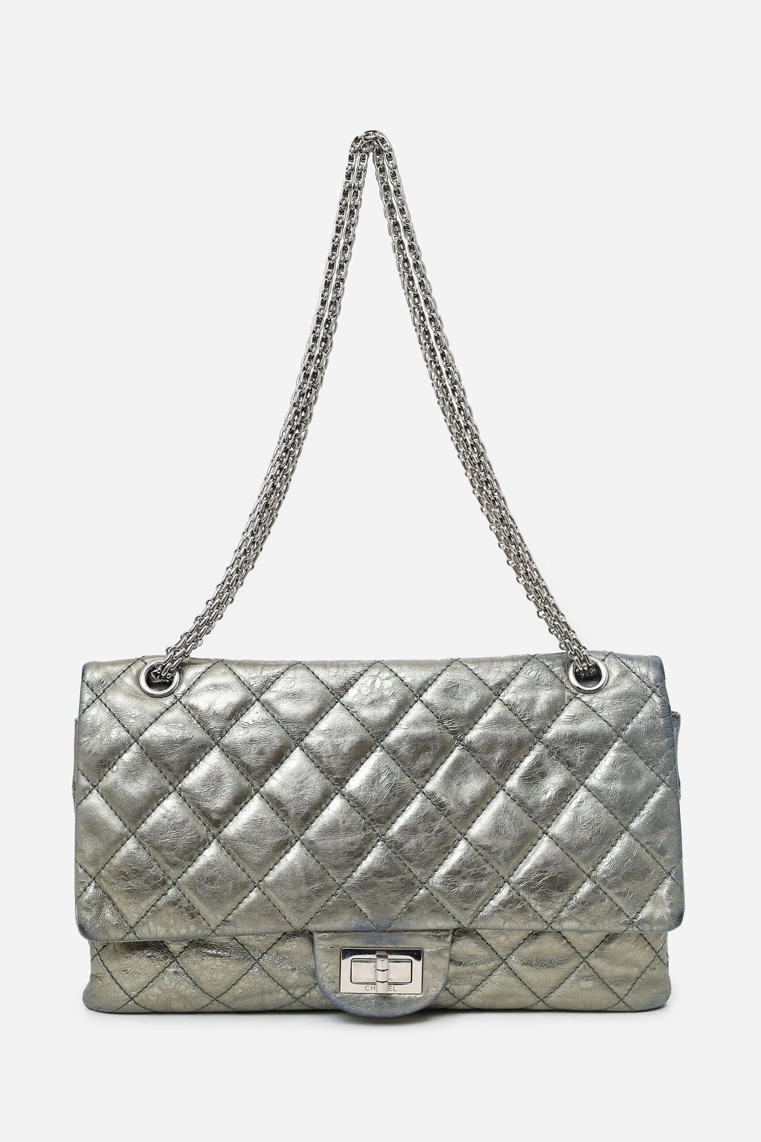 Chanel Silver Metallic Reissue 226 Double Flap Bag (As Is)