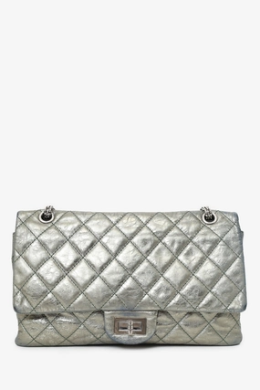 Chanel Silver Metallic Reissue 226 Double Flap Bag (As Is)