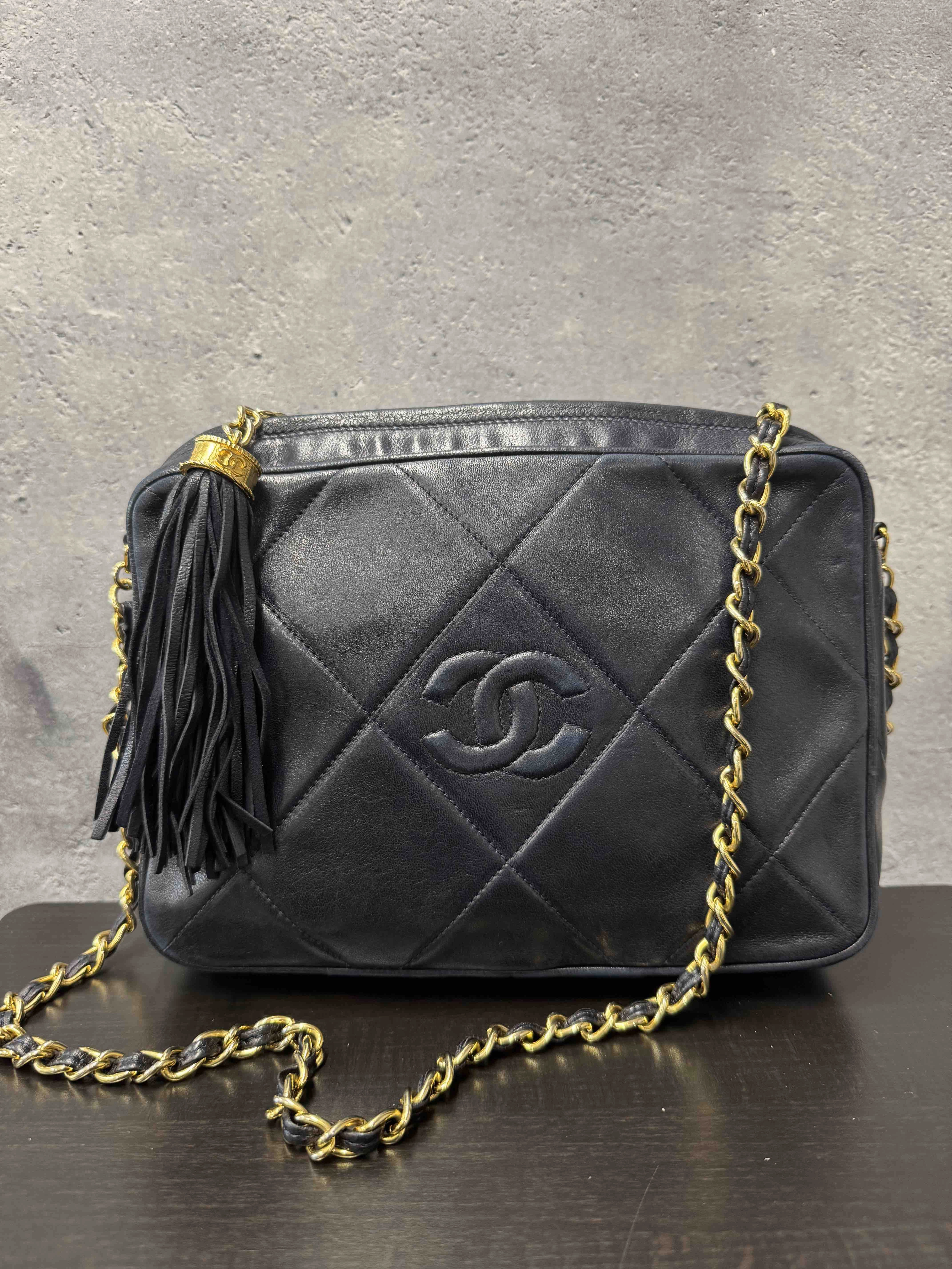 Chanel Tassel Camera Bag JZ105162400 Black Leather Crossbody
