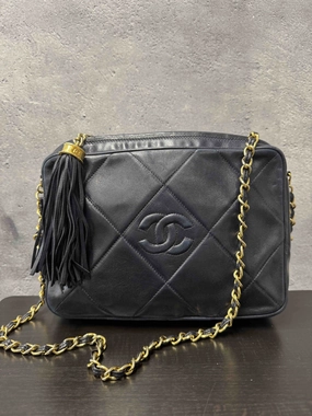 Chanel Tassel Camera Bag JZ105162400 Black Leather Crossbody