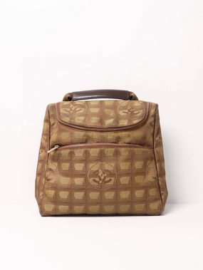 Chanel Travel Line Backpack Beige Canvas Very Good Condition