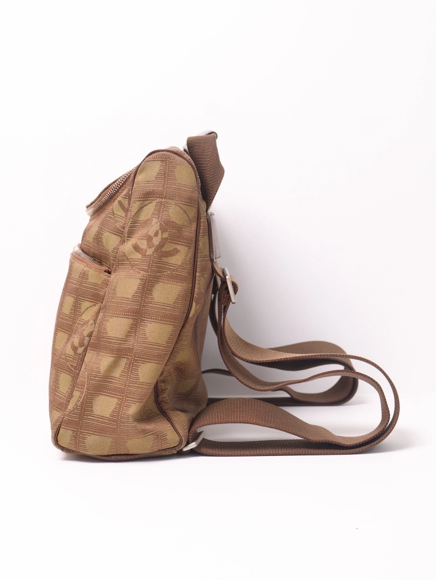 Chanel Travel Line Backpack Beige Canvas Very Good Condition