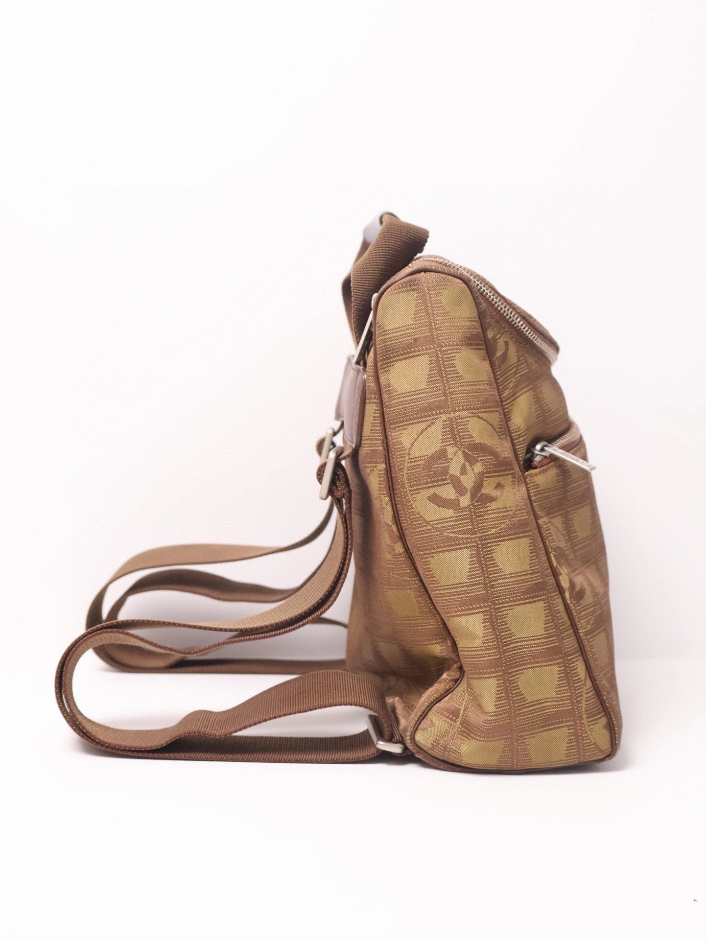 Chanel Travel Line Backpack Beige Canvas Very Good Condition