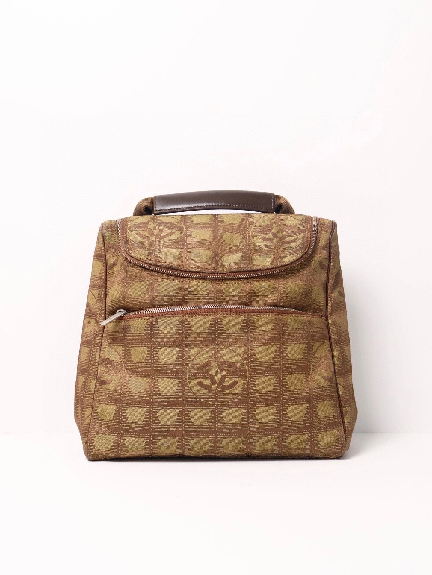 Chanel Travel Line Backpack Beige Canvas Very Good Condition