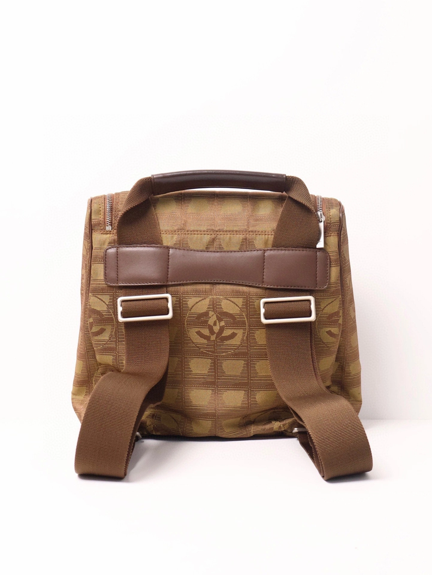 Chanel Travel Line Backpack Beige Canvas Very Good Condition