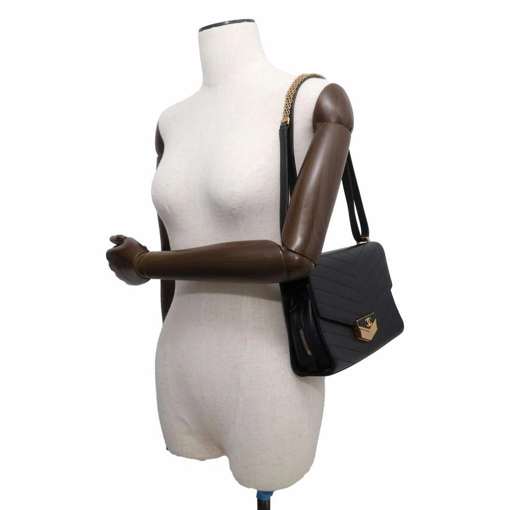 CHANEL V Stitch ChainShoulder BlackA57491 Leather