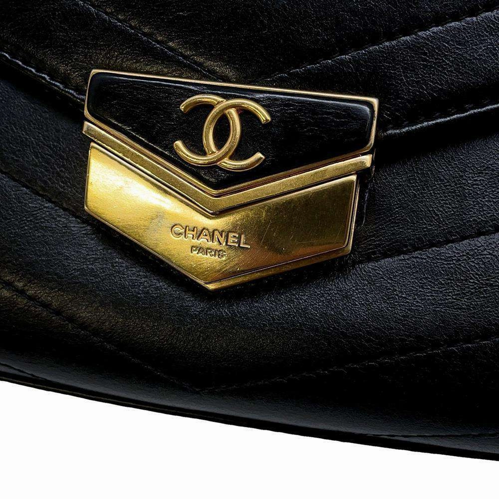 CHANEL V Stitch ChainShoulder BlackA57491 Leather